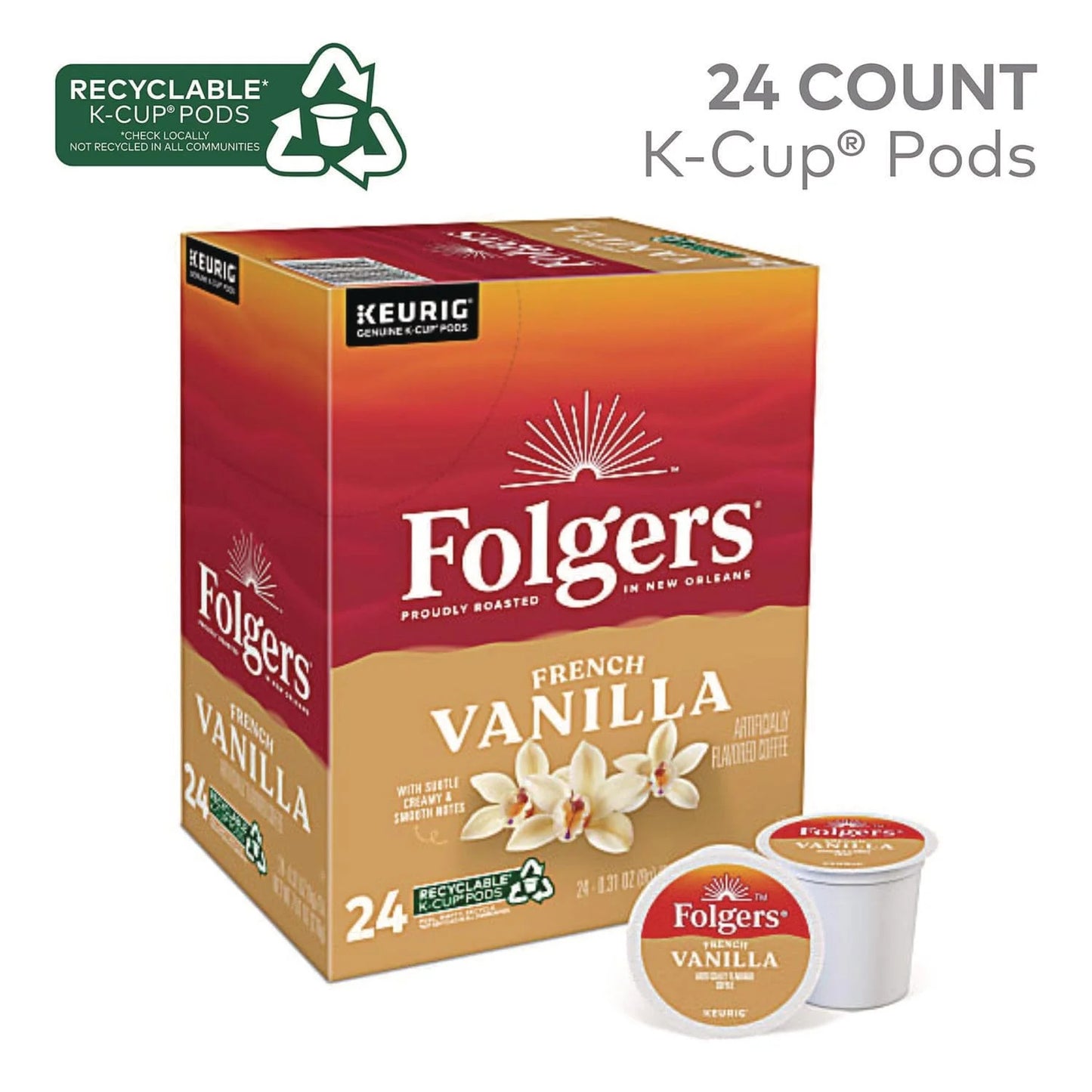 Folgers Gourmet Selections Vanilla Biscotti Coffee K-Cups,pack of three