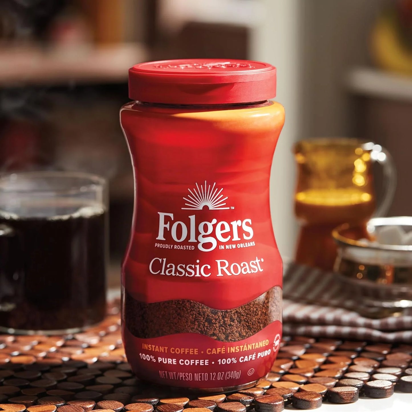 Folgers Classic Roast Instant Coffee, 12 Oz. Jar
