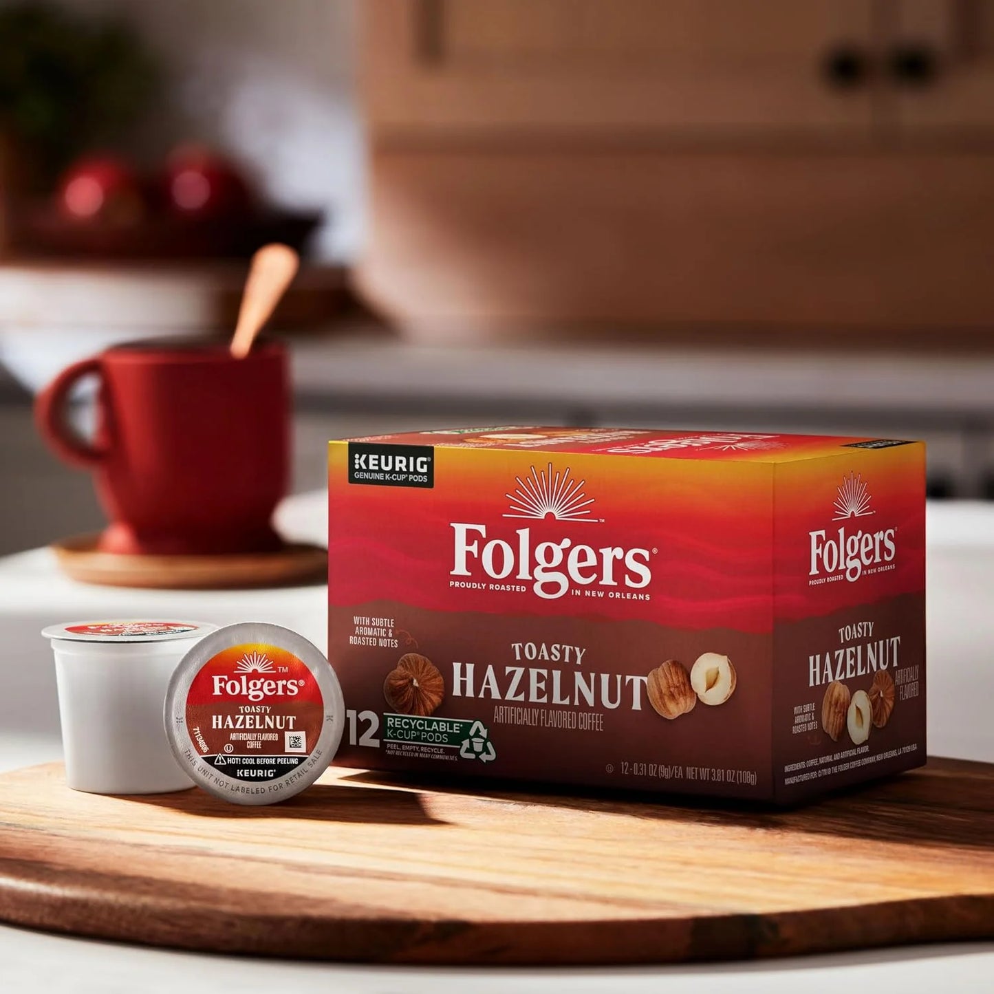 Folgers Toasty Hazelnut Flavored Coffee, 72 Keurig K-Cup Pods