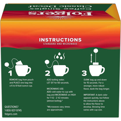 Folgers Classic Decaf Instant Coffee Singles, Medium Roast, 19 Count