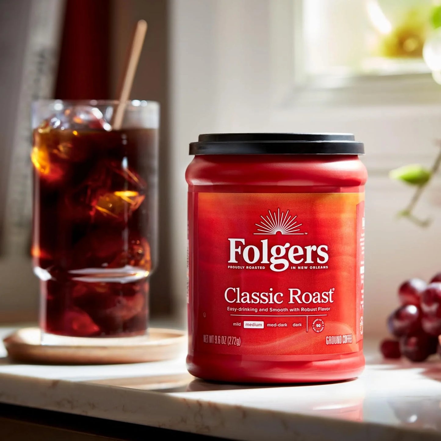Folgers Classic Roast Medium Roast Ground Coffee, Limited-Edition Canisters for America’s 250th Anniversary, 9.6 Oz. (Case of 6)