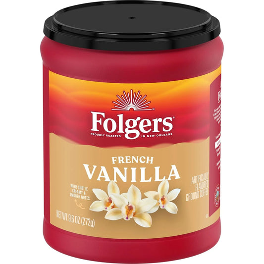 Folgers French Vanilla Artificially Flavored Ground Coffee, 6 Canisters