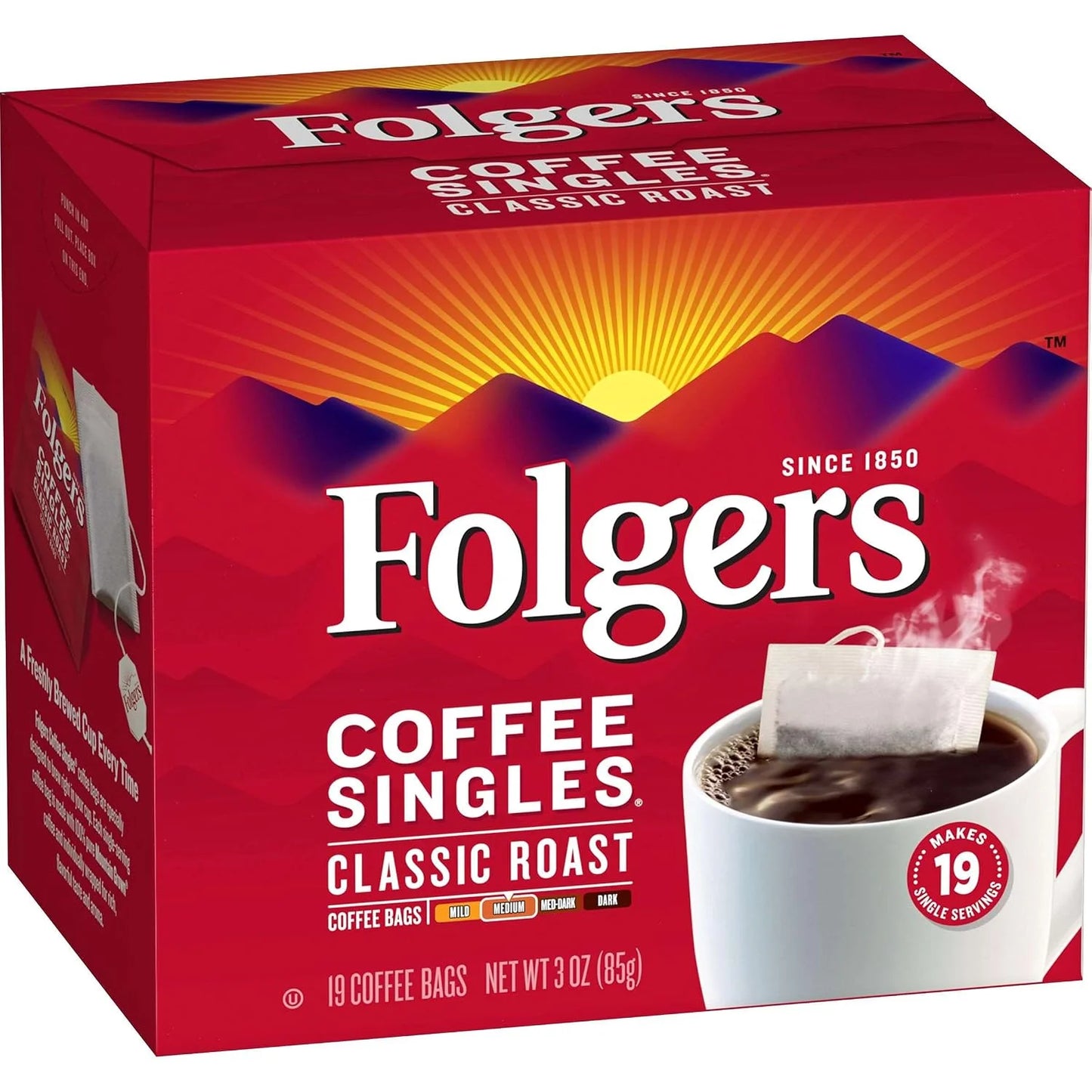 Folgers Classic Roast Coffee Singles, 19 ct