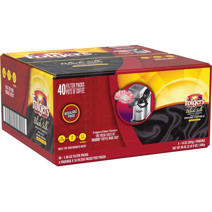 Folgers Black Silk Dark Roast Ground Coffee, 40-1.4 Ounce Filter Packs (Pack of 2)