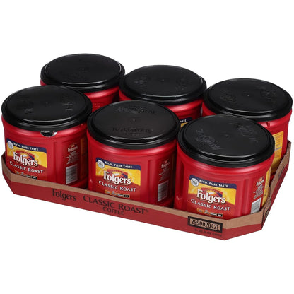 Coffee, Classic Roast, Ground, 30.5 oz Canister, 6/Carton