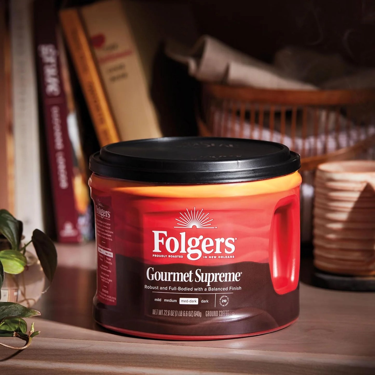 Folgers Gourmet Supreme Ground Coffee, Medium-Dark, 6 (22.6 Oz.) Canisters