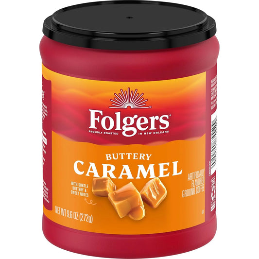 Folgers Buttery Caramel Artificially Flavored Ground Coffee, 6 Canisters