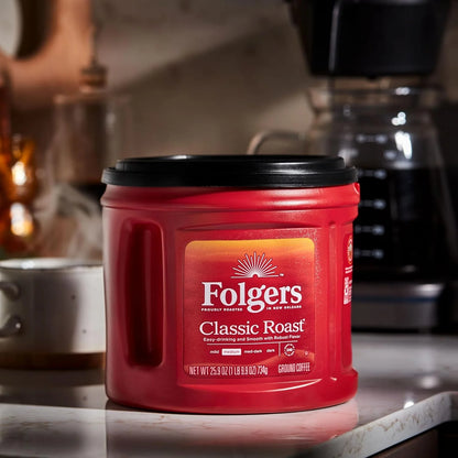 Folgers Classic Roast Ground Coffee, Medium Roast, 6 (25.9-Oz.) Canisters