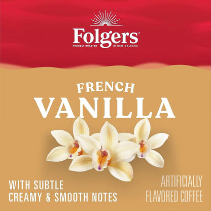 Folgers French Vanilla Artificially Flavored Coffee, K-Cup Pods, 60 Count