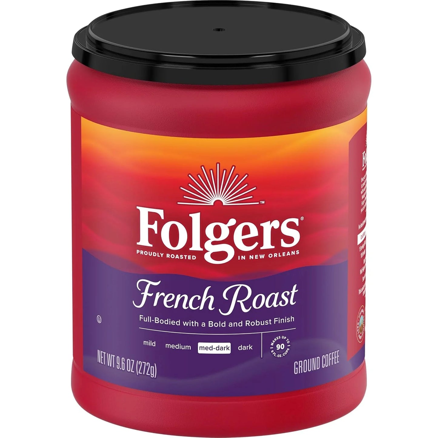Folgers French Roast Ground Coffee, Medium-Dark, 6 (9.6 Oz.) Canisters