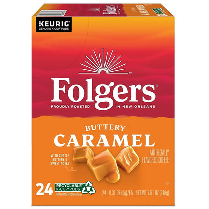 Folgers 6680 Caramel Drizzle Coffee K-Cups, 24/box