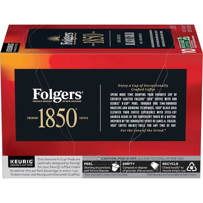 Folgers 1850 Black Gold Coffee, Keurig K-Cup Pods, 10 Count