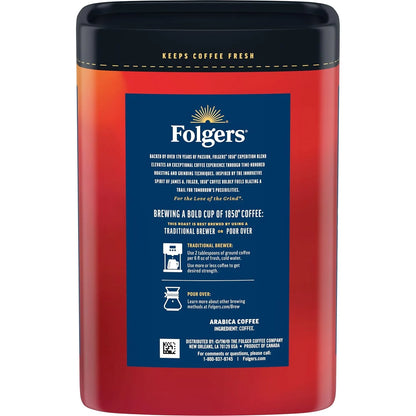 Folgers 1850 Expedition Blend Ground Coffee, 6 Canisters