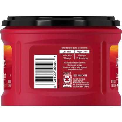 Folgers Classic Roast Ground Coffee, Medium Roast, 6 (19.2-Oz.) Canisters