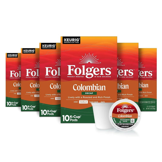 Folgers Colombian Decaf Coffee, Medium Roast, Keurig K-Cup Pods, 60 Count