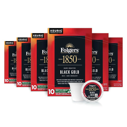 Folgers 1850 Black Gold Coffee, Keurig K-Cup Pods, 60 Count