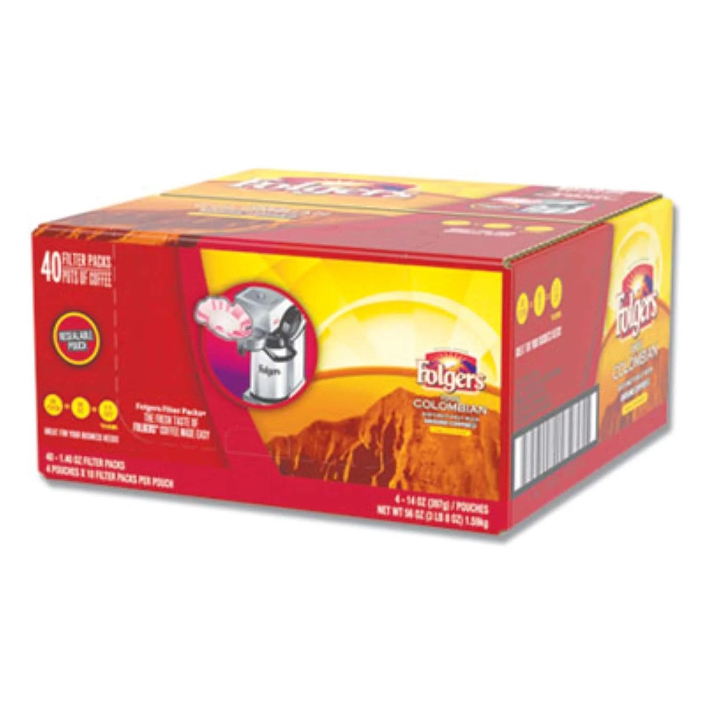 Folgers 100% Columbian Medium Roast Ground Coffee, 40-1.4 Ounce Filter Packs