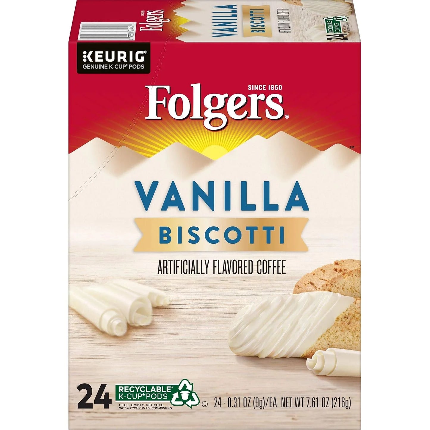 Folgers Vanilla Biscotti Flavored Coffee, 24 Keurig K-Cup Pods