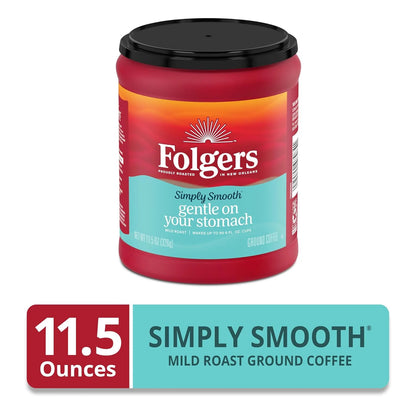 Folgers Simply Smooth Ground Coffee, Mild Roast, 11.5 Ounce Canister