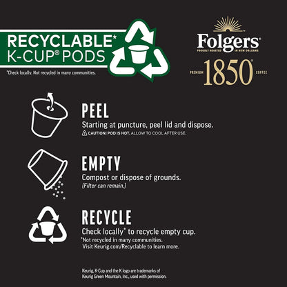 Folgers 1850 Black Gold Coffee, Keurig K-Cup Pods, 10 Count
