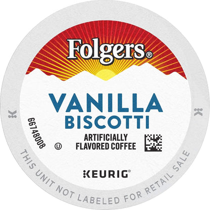 Folgers Vanilla Biscotti Flavored Coffee, 12 K Cups for Keurig Coffee Makers