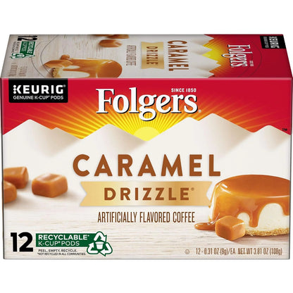 Folgers Caramel Drizzle Flavored Coffee, 12 K Cups for Keurig Coffee Makers