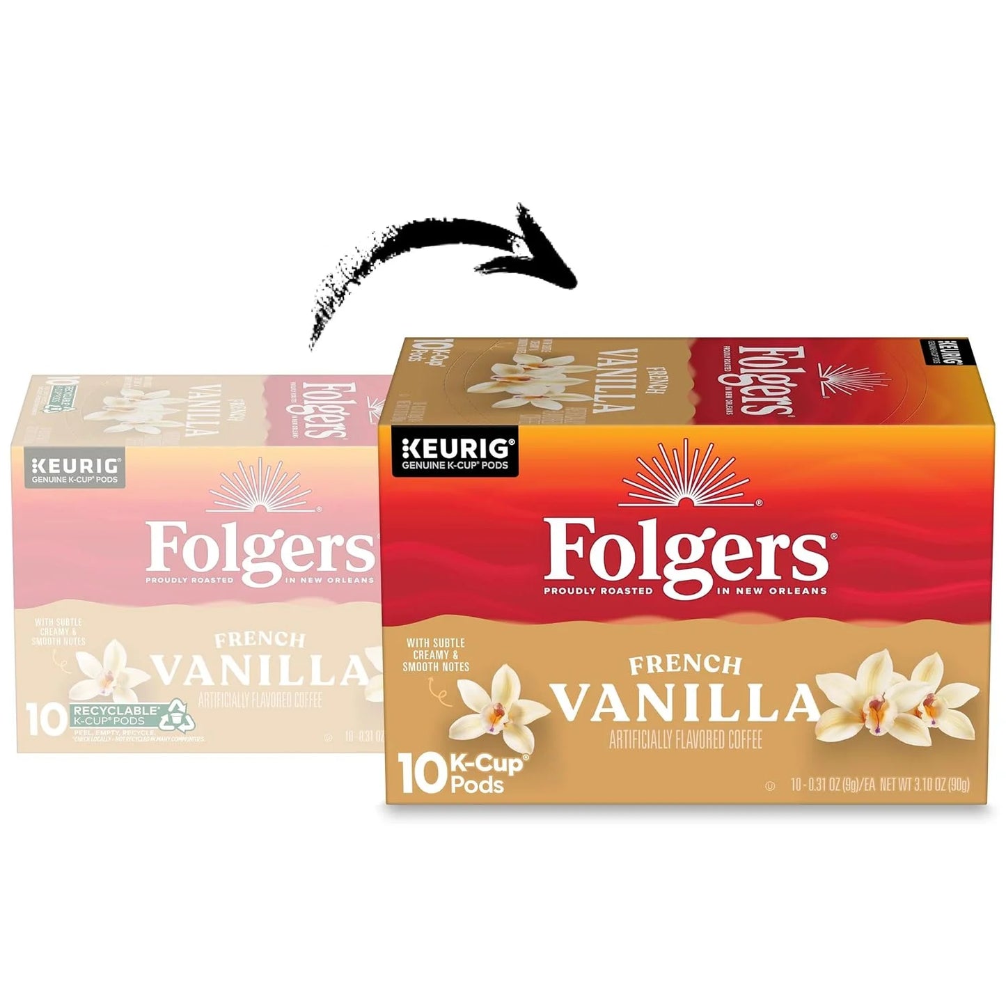 Folgers French Vanilla Artificially Flavored Coffee, K-Cup Pods, 60 Count
