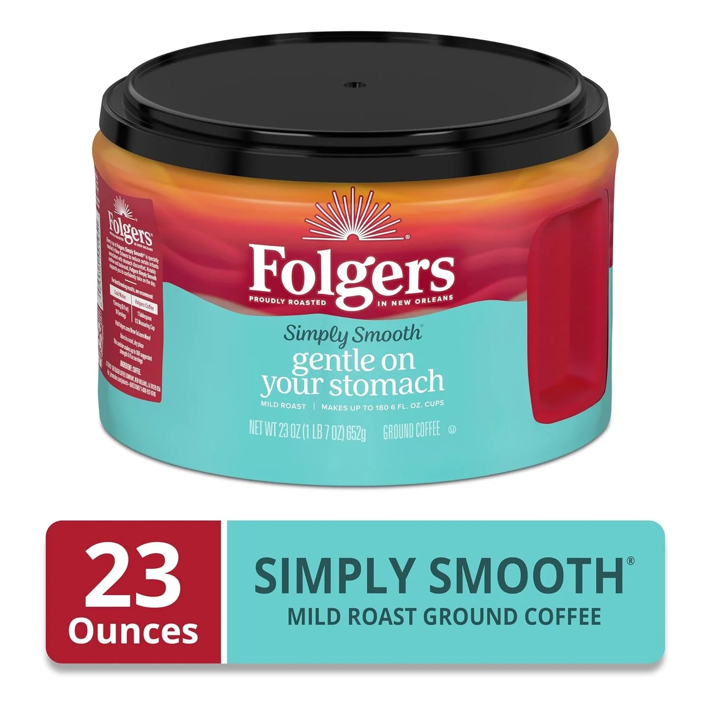 Folgers Simply Smooth Ground Coffee, Mild Roast, 23 Ounce Canister