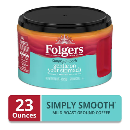 Folgers Simply Smooth Ground Coffee, Mild Roast, 23 Ounce Canister (Pack of 3)