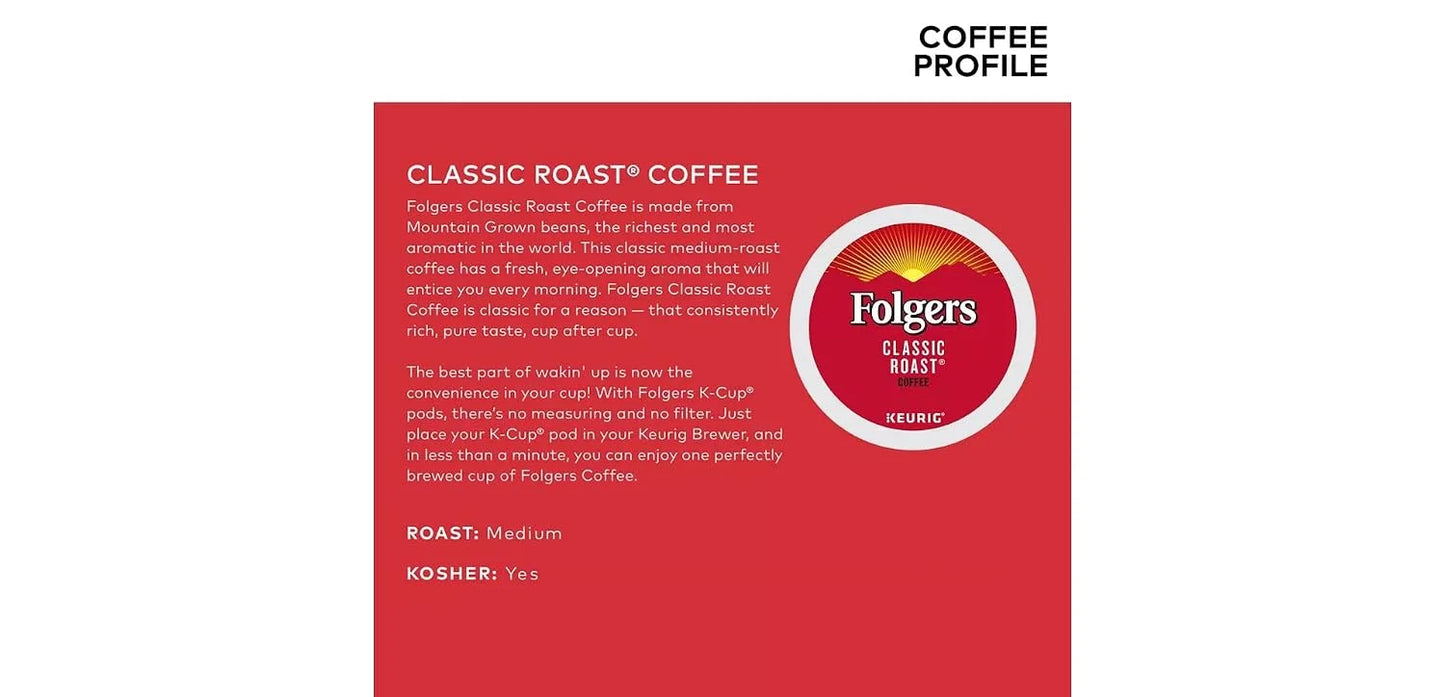 Folgers Classic Roast K-Cup for Keurig Brewers (48 Count)