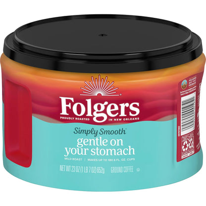 Folgers Simply Smooth Ground Coffee, Mild Roast, 23 Ounce Canister