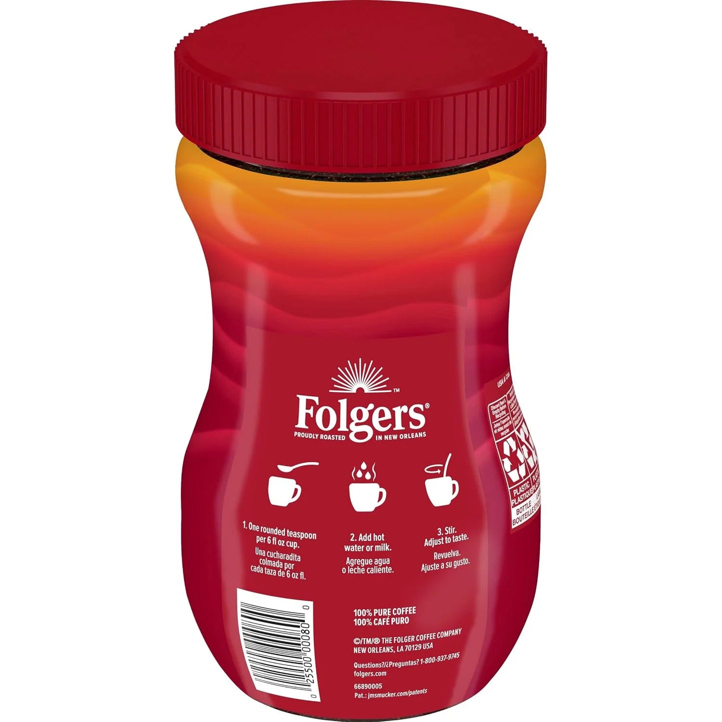 Folgers Classic Roast Instant Coffee, 12 Oz. Jar