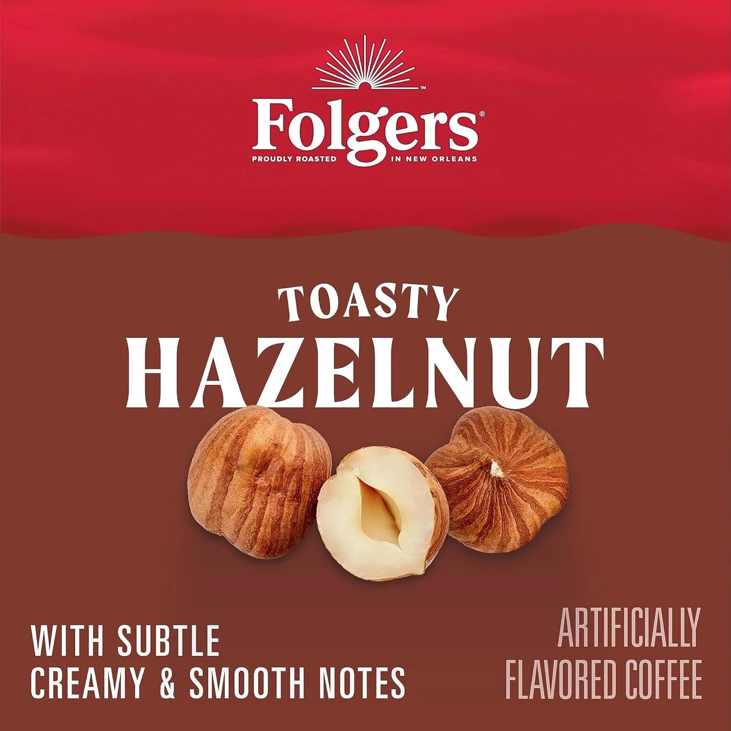 Folgers Toasty Hazelnut Artificially Flavored Ground Coffee, 6 Canisters