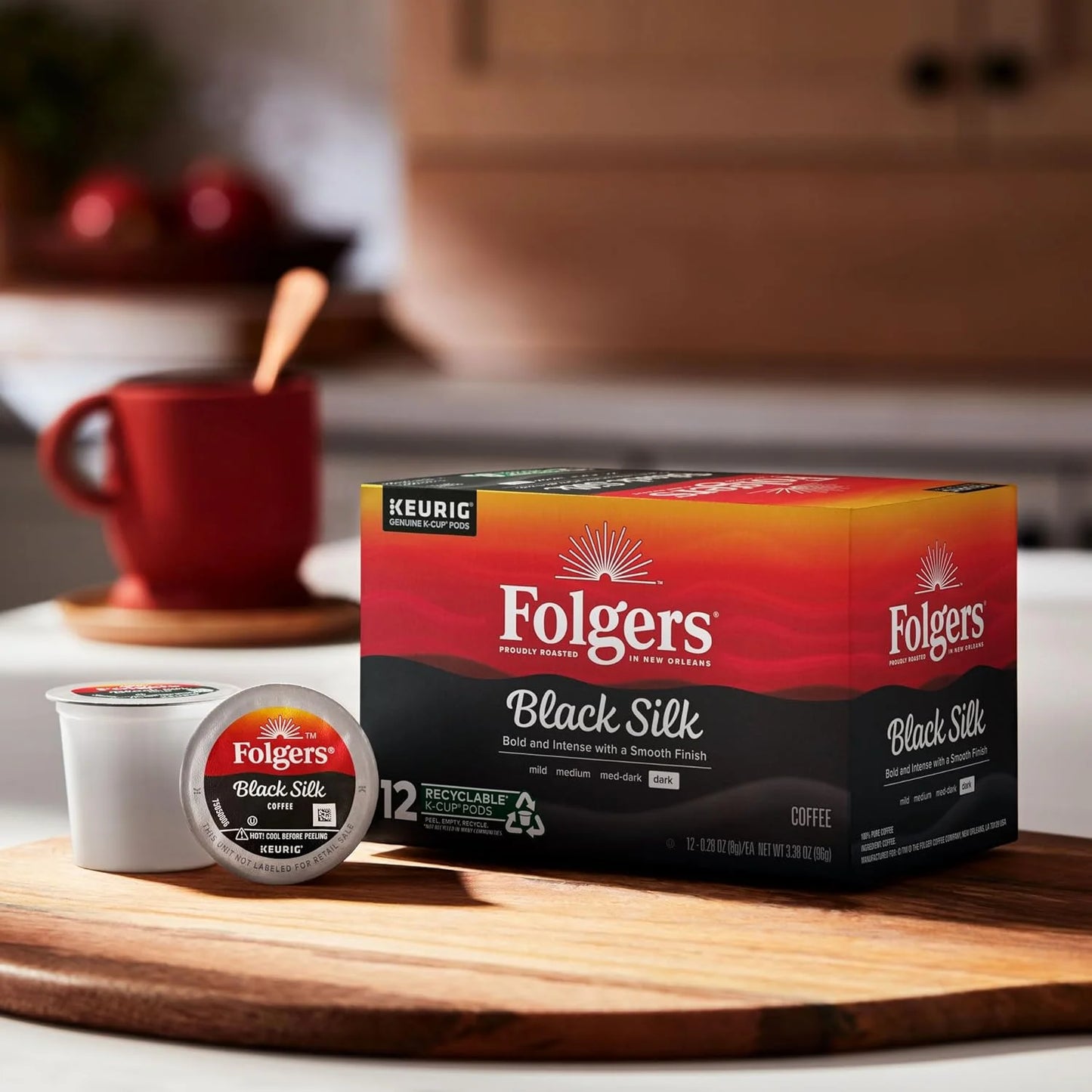 Folgers Black Silk Coffee, Dark Roast, Keurig K-Cup Pods, 72 Count