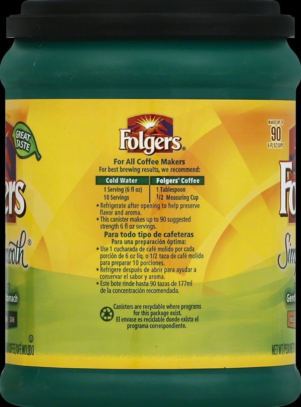 Folgers Simply Smooth Decaf Ground Coffee, Mild Roast, 11.5 Ounce (Packaging May Vary)
