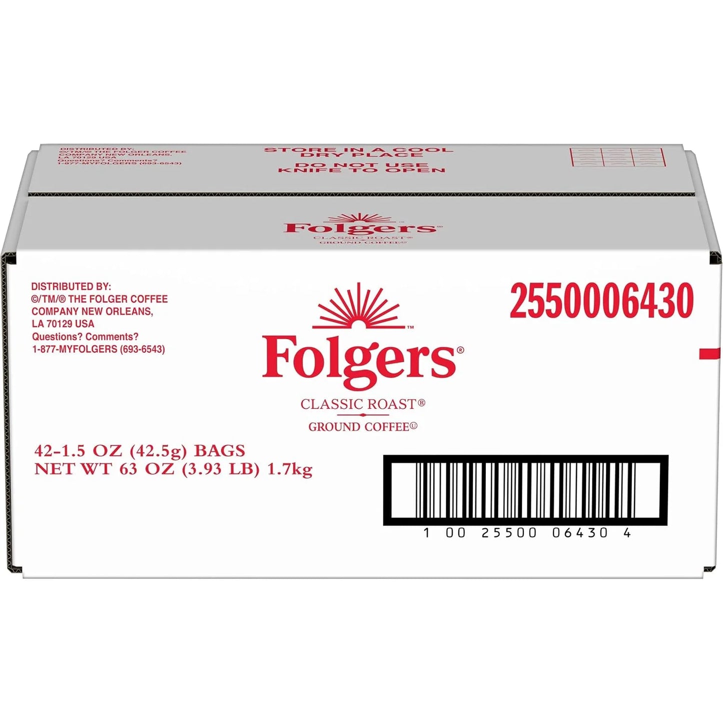 Folgers Classic Roast Medium Roast Ground Coffee, 42-1.5 Ounce Fraction Packets, frac Packs