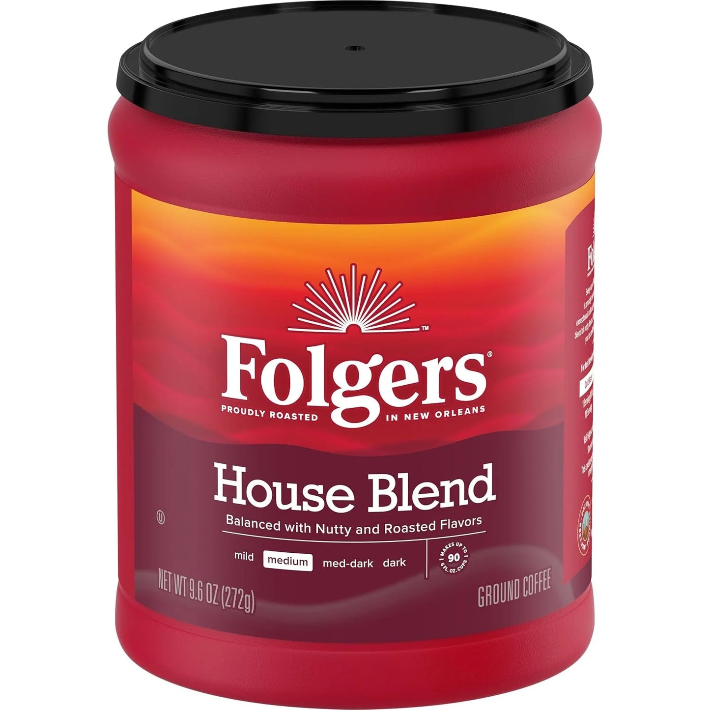 Folgers House Blend Ground Coffee, Medium Roast, 6 (9.6 Oz.) Canisters