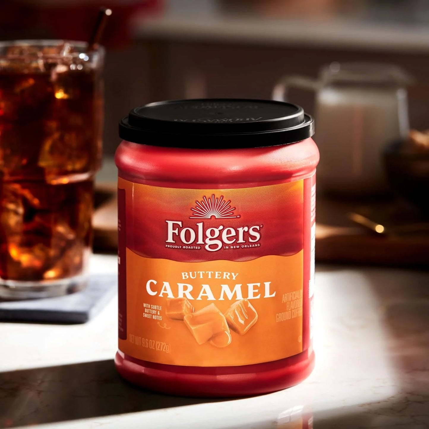 Folgers Buttery Caramel Artificially Flavored Ground Coffee, 6 Canisters