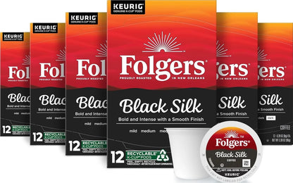 Folgers Black Silk Coffee, Dark Roast, Keurig K-Cup Pods, 72 Count