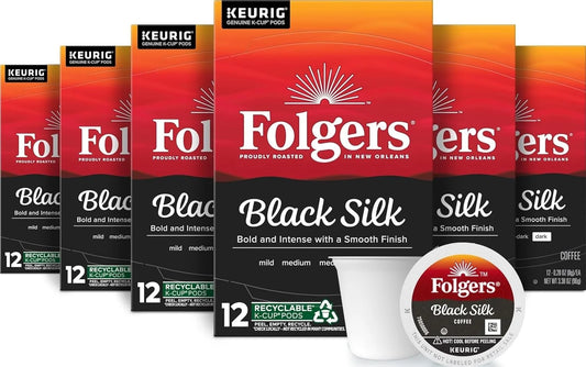 Folgers Black Silk Coffee, Dark Roast, Keurig K-Cup Pods, 72 Count
