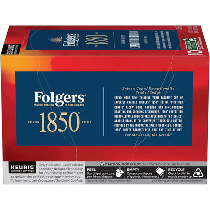 Folgers 1850 Expedition Blend Coffee, Keurig K-Cup Pods, 10 Count