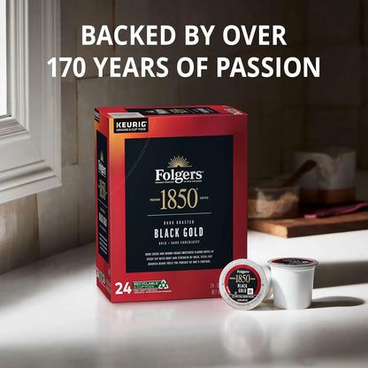 Folgers 1850 Black Gold Coffee, Keurig K-Cup Pods, 60 Count