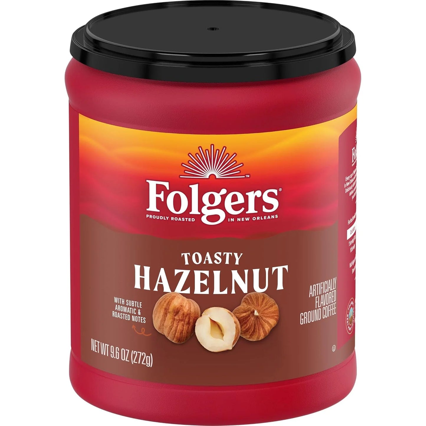 Folgers Toasty Hazelnut Artificially Flavored Ground Coffee, 6 Canisters