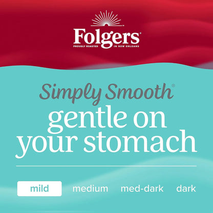 Folgers Simply Smooth Ground Coffee, Mild Roast, 27 Oz. Canister