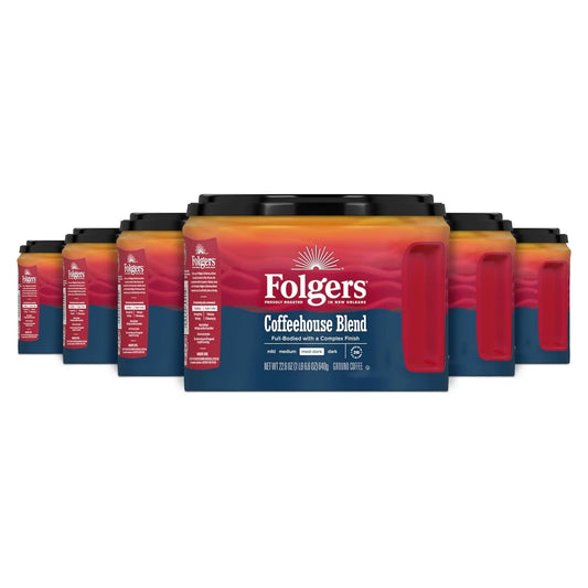 Folgers Coffeehouse Blend Ground Coffee, 6 (22.6-Oz.) Canisters