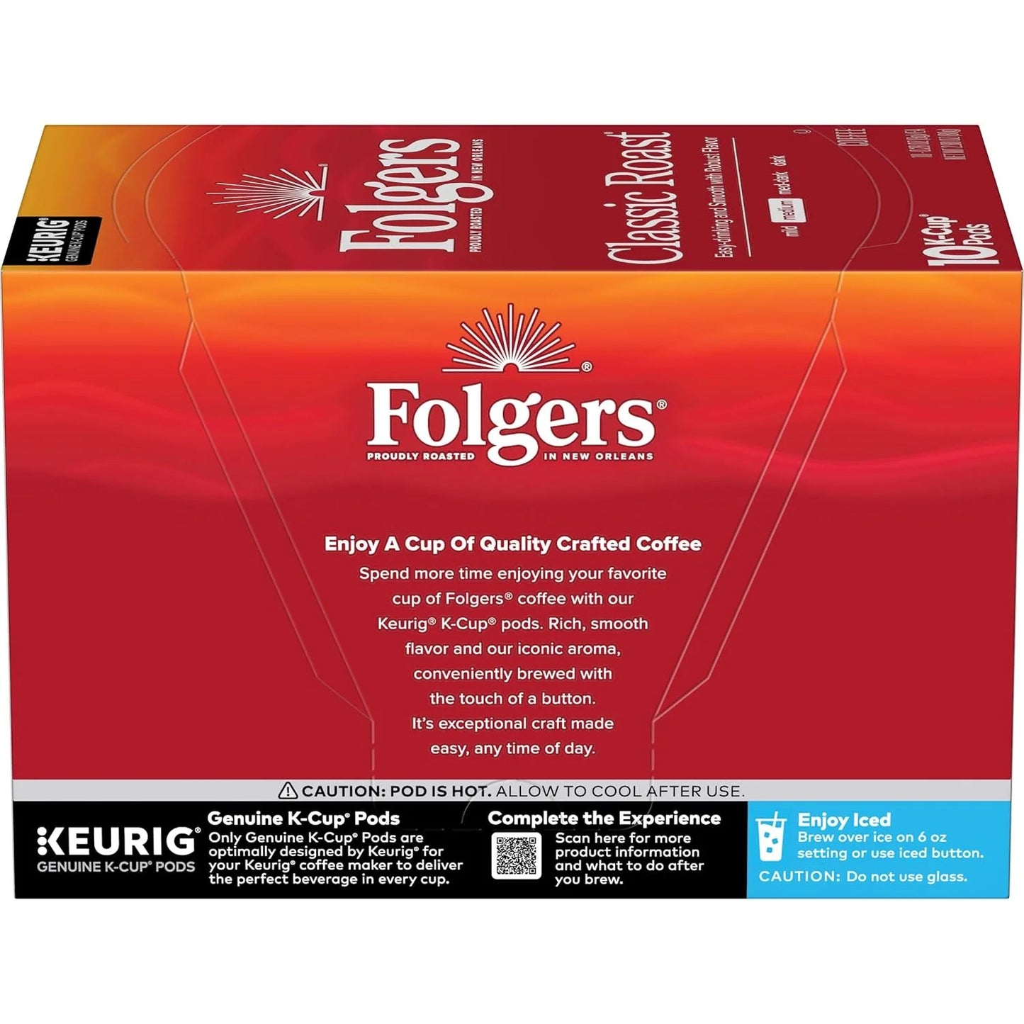 Folgers Classic Roast Coffee, Medium Roast, Keurig K-Cup Pods, 10 Count Box
