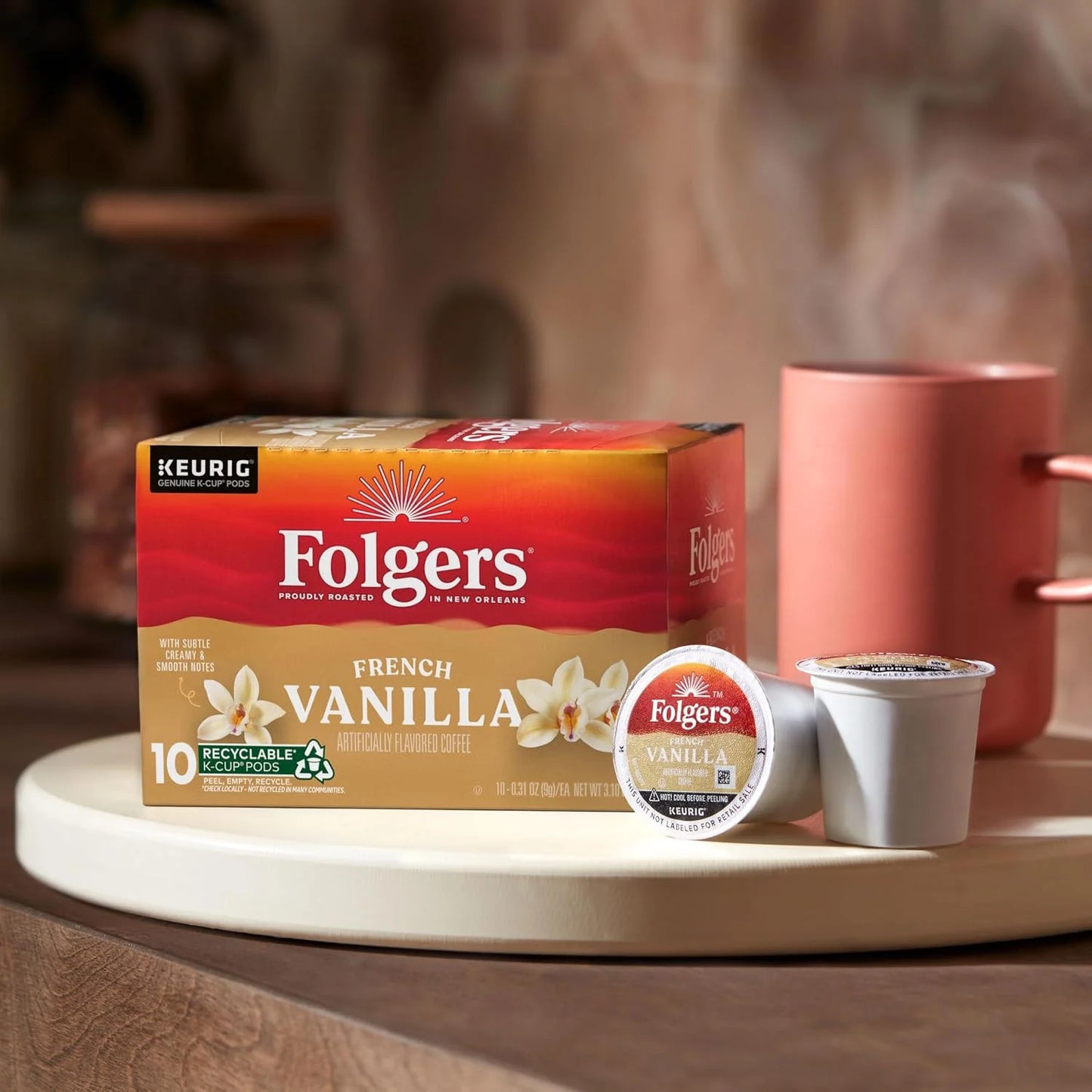 Folgers French Vanilla Artificially Flavored Coffee, K-Cup Pods, 60 Count