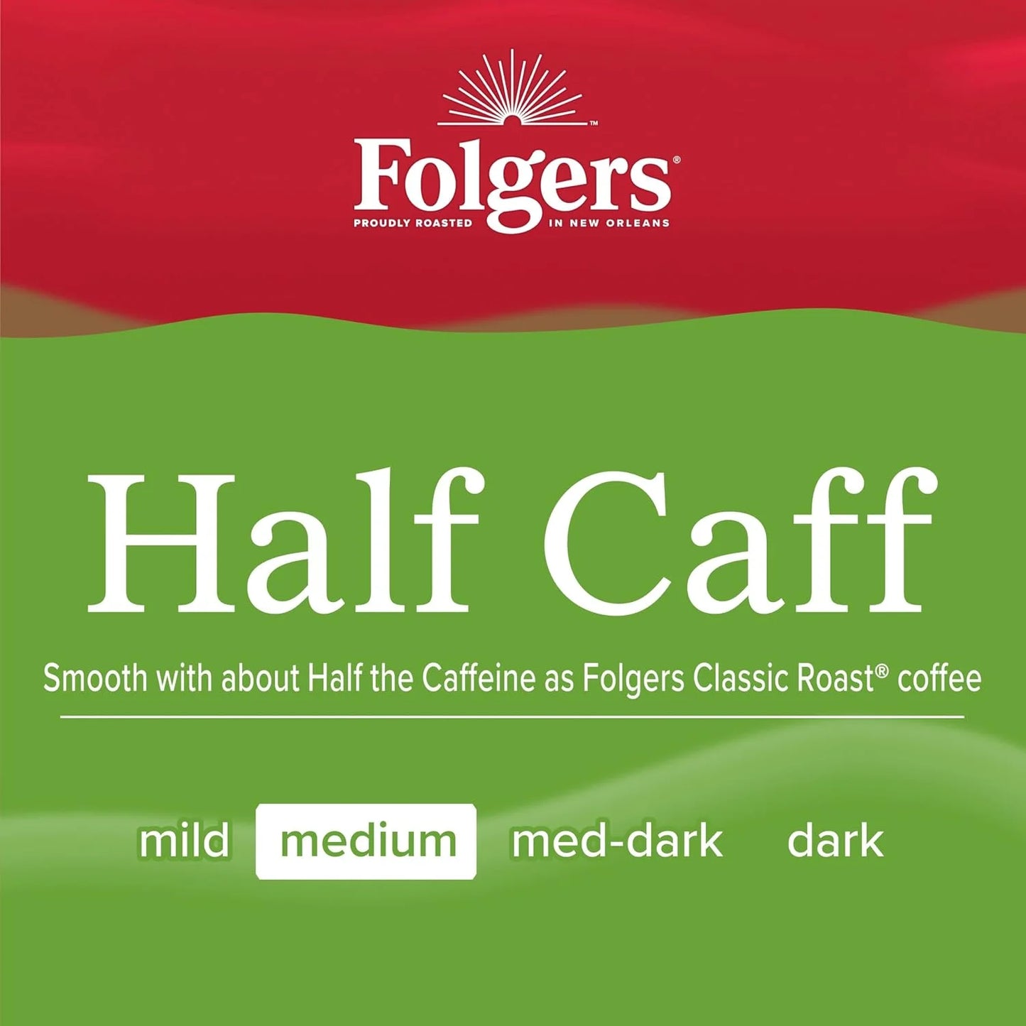 Folgers Half Caff Medium Roast Coffee, Keurig K-Cup Pods, 10 Count Box