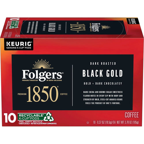 Folgers 1850 Black Gold Coffee, Keurig K-Cup Pods, 10 Count