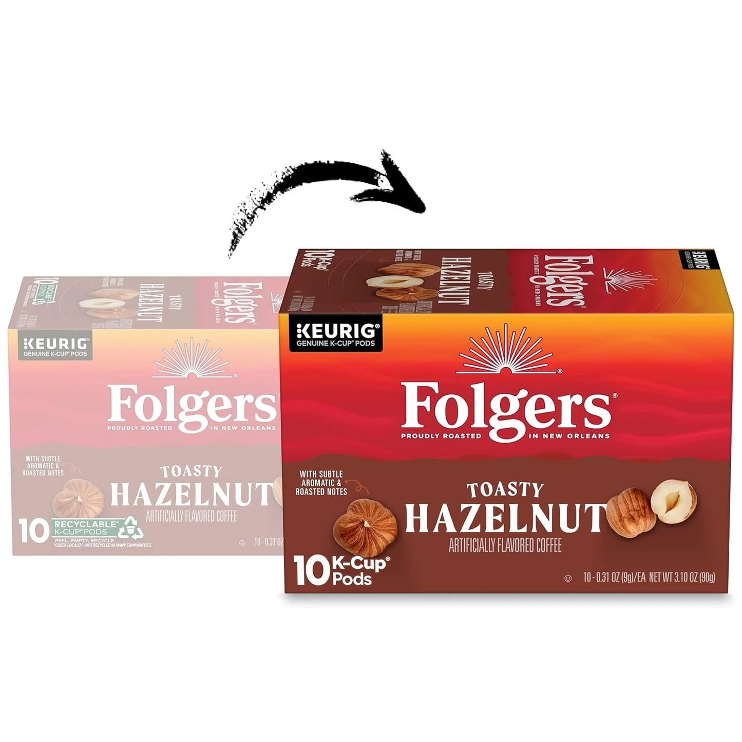 Folgers Toasty Hazelnut Artificially Flavored Coffee, K-Cup Pods, 60 Count